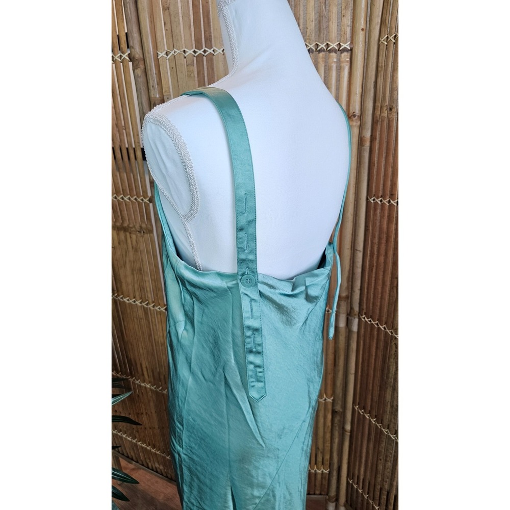 Wildfang The Empower Adjustable satin slip dress in sage size SMALL NWT - Picture 7 of 16